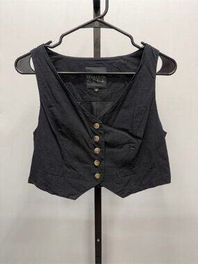 Mina Self Black Button-Up Cropped Vest
